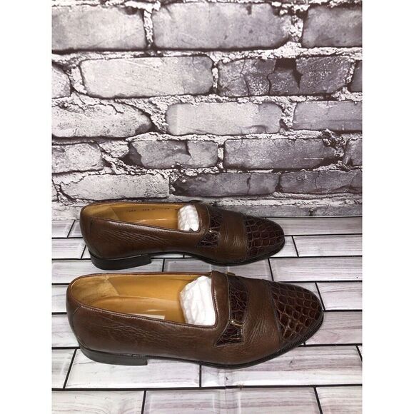 Mezlan Genuine Crocodile Alligator Brown Leather Loafers Dress Shoes Men Sz 7.5M main image 6